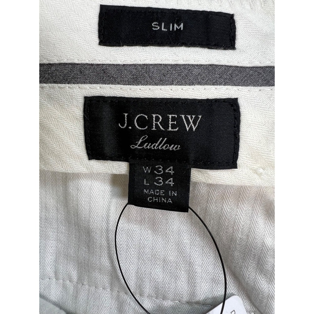 J Crew Ludlow Pants Mens 34x34 Gray Linen Blend Somelos Tapered Dress Slim NWT - Picture 10 of 14